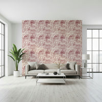 Country Charm Toile wall mural, vintage sketch of garden life.