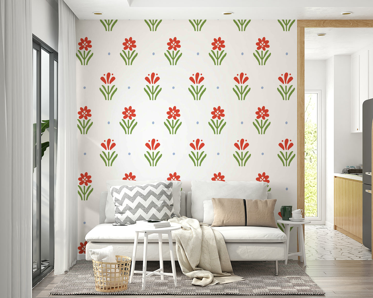 Scandinavian floral wallpaper for cozy walls

