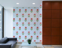 Hand-drawn folk floral wallpaper for walls

