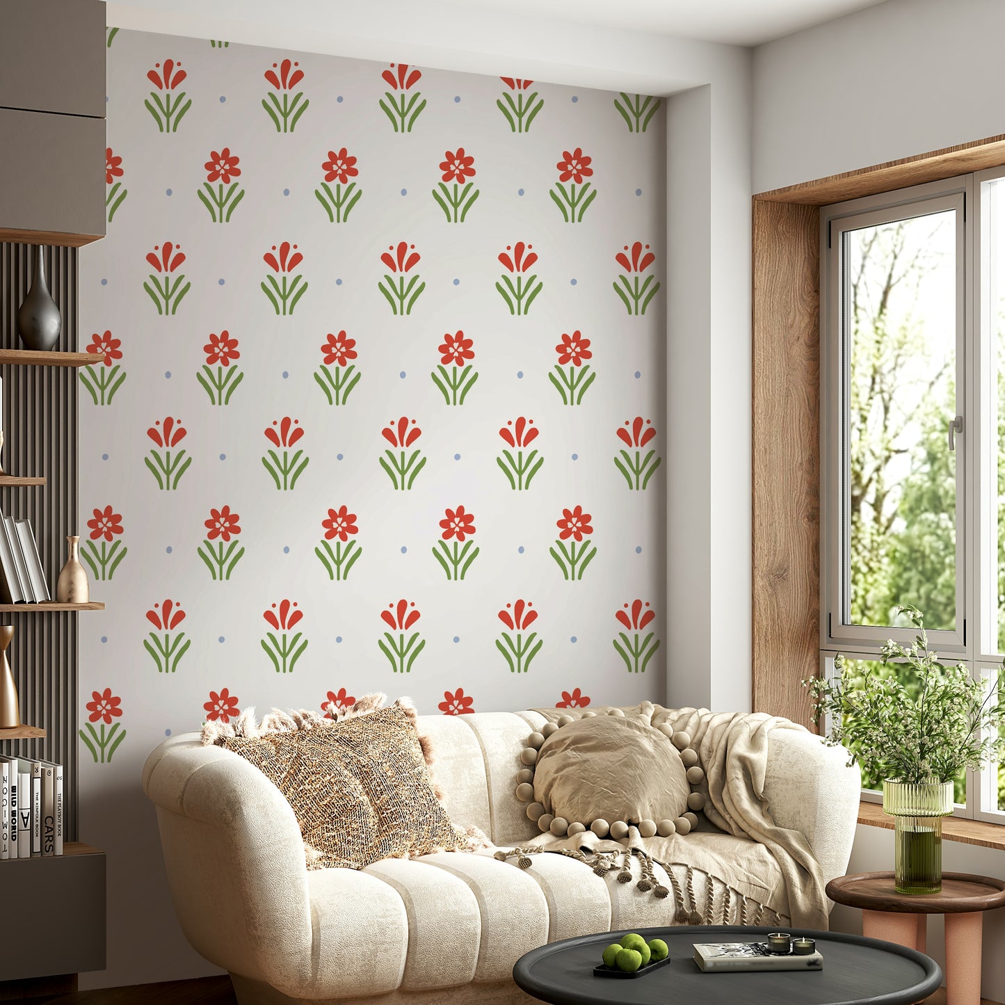 Delicate countryside floral wallpaper design


