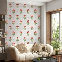 Delicate countryside floral wallpaper design


