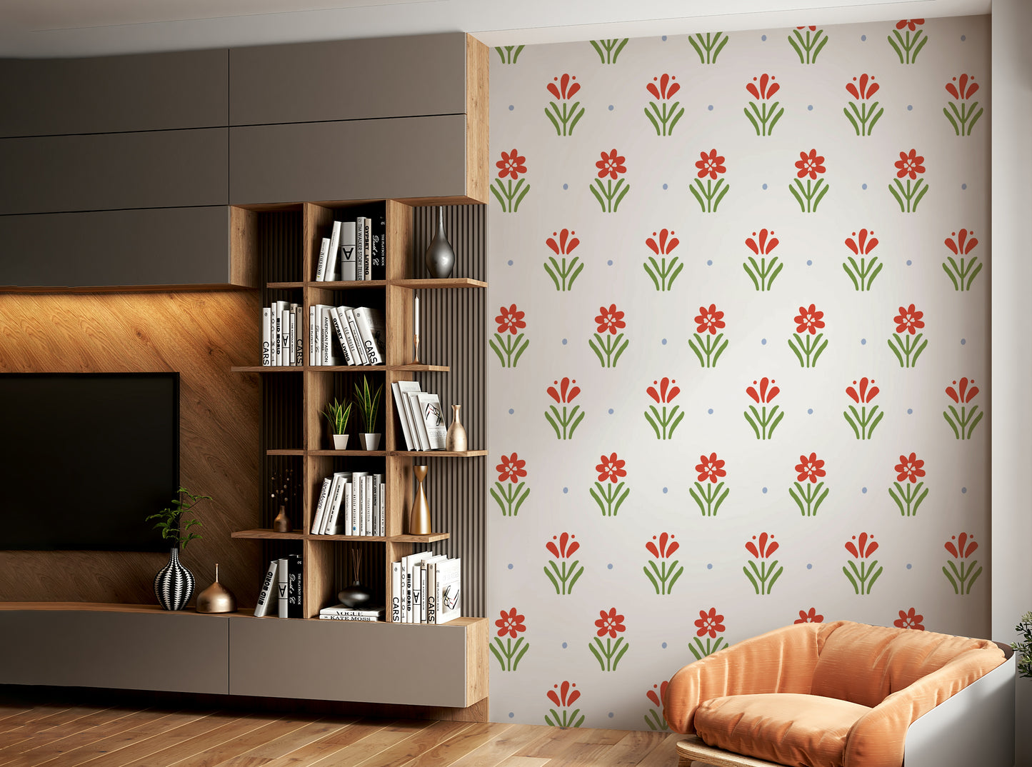 Minimal floral wallpaper design for walls


