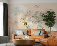 Soft Cow Parsley display, charming meadow flower field effect for walls.