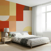 Abstract wall mural evoking the feeling of soft blankets, candlelight, and calm evenings.