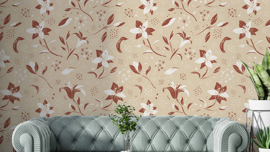 Cozy cream lilies flower wallpaper with soft floral design

