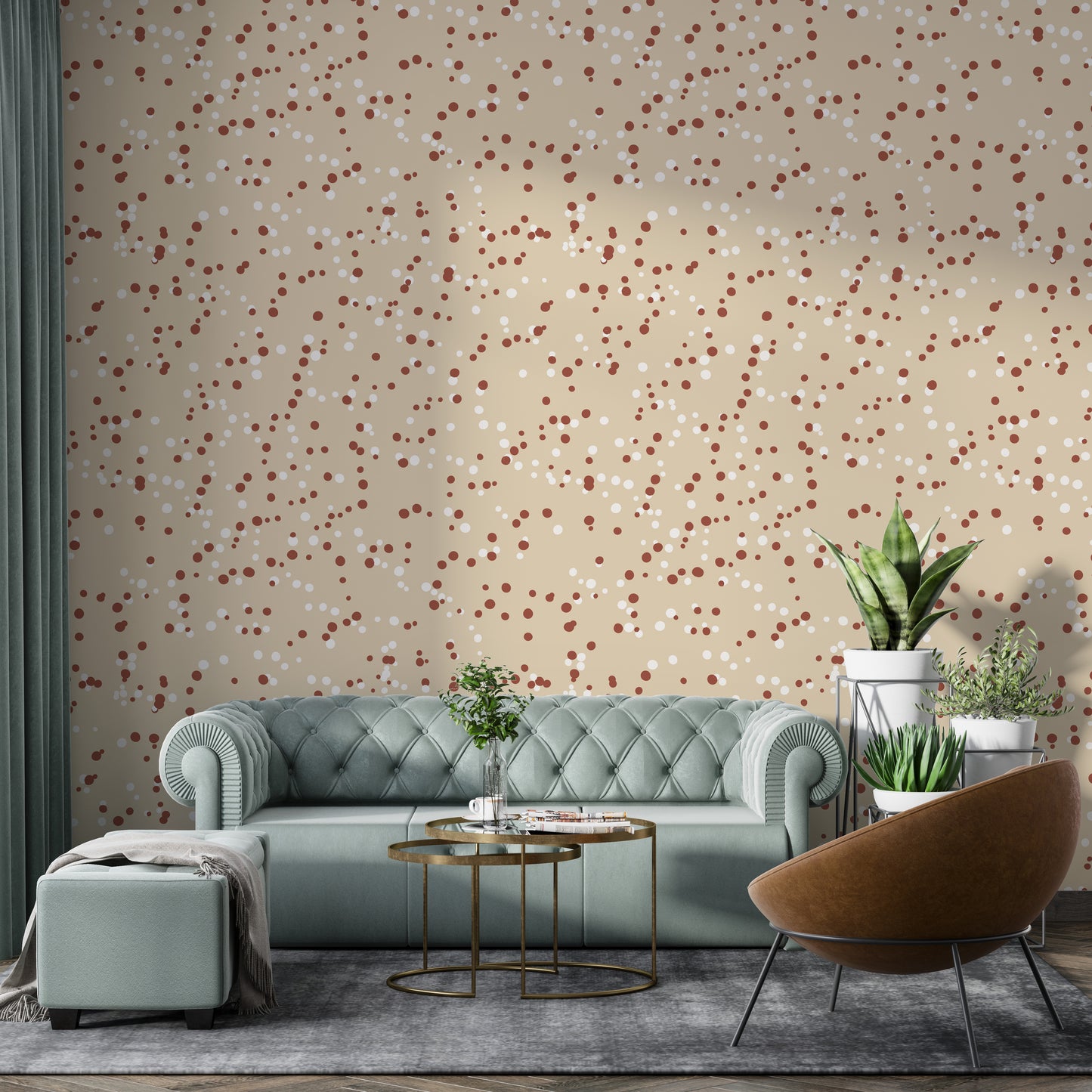 Elegant wallpaper with subtle cream polka dot accents

