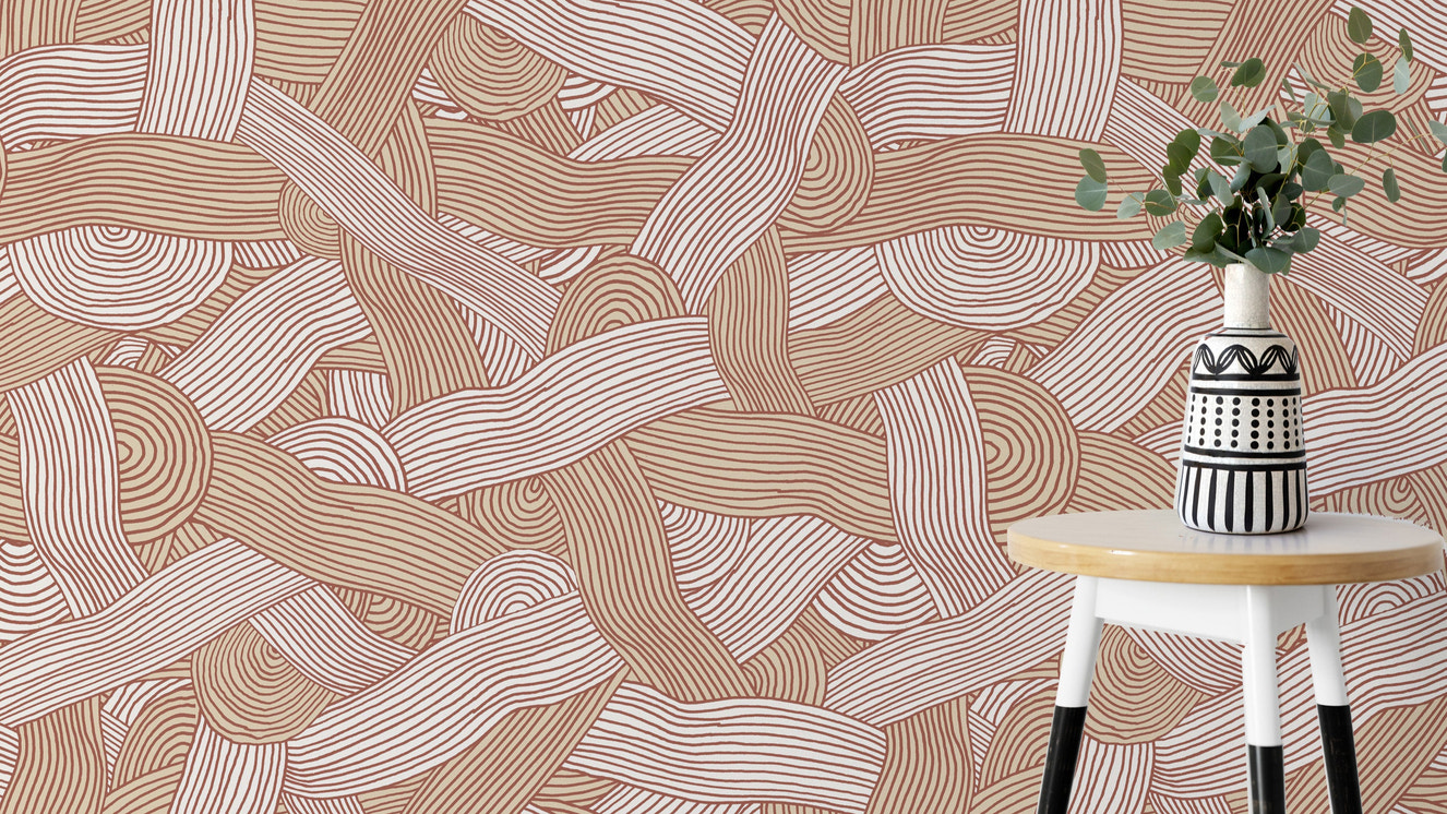 Cozy cream abstract stripes wallpaper for modern homes

