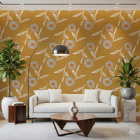 Cozy Scandi Flower Honey Mustard - Craft Botanical Wallpaper⁠