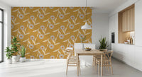 Cozy Scandi Flower Honey Mustard - Craft Botanical Wallpaper⁠
