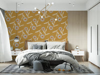 Cozy Scandi Flower Honey Mustard - Craft Botanical Wallpaper⁠