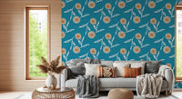 Cozy Scandi Flower Nordic Teal - Craft Botanical Wallpaper⁠