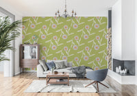 Cozy Scandi Flower Olive Chartreuse - Craft Botanical Wallpaper⁠