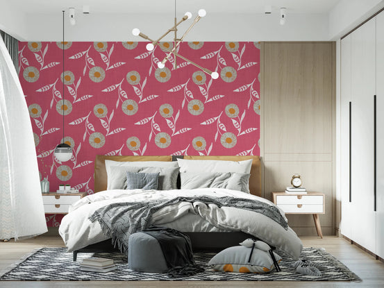 Cozy Scandi Flower Rose Clay - Craft Botanical Wallpaper⁠