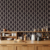 Cozy Scandi Folk Charcoal Warm Linen - Craft Stripe Wallpaper⁠