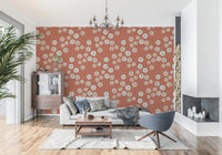 Cozy Scandi Folk Dot Floral Burnt Terracotta - Craft Circle Wallpaper⁠