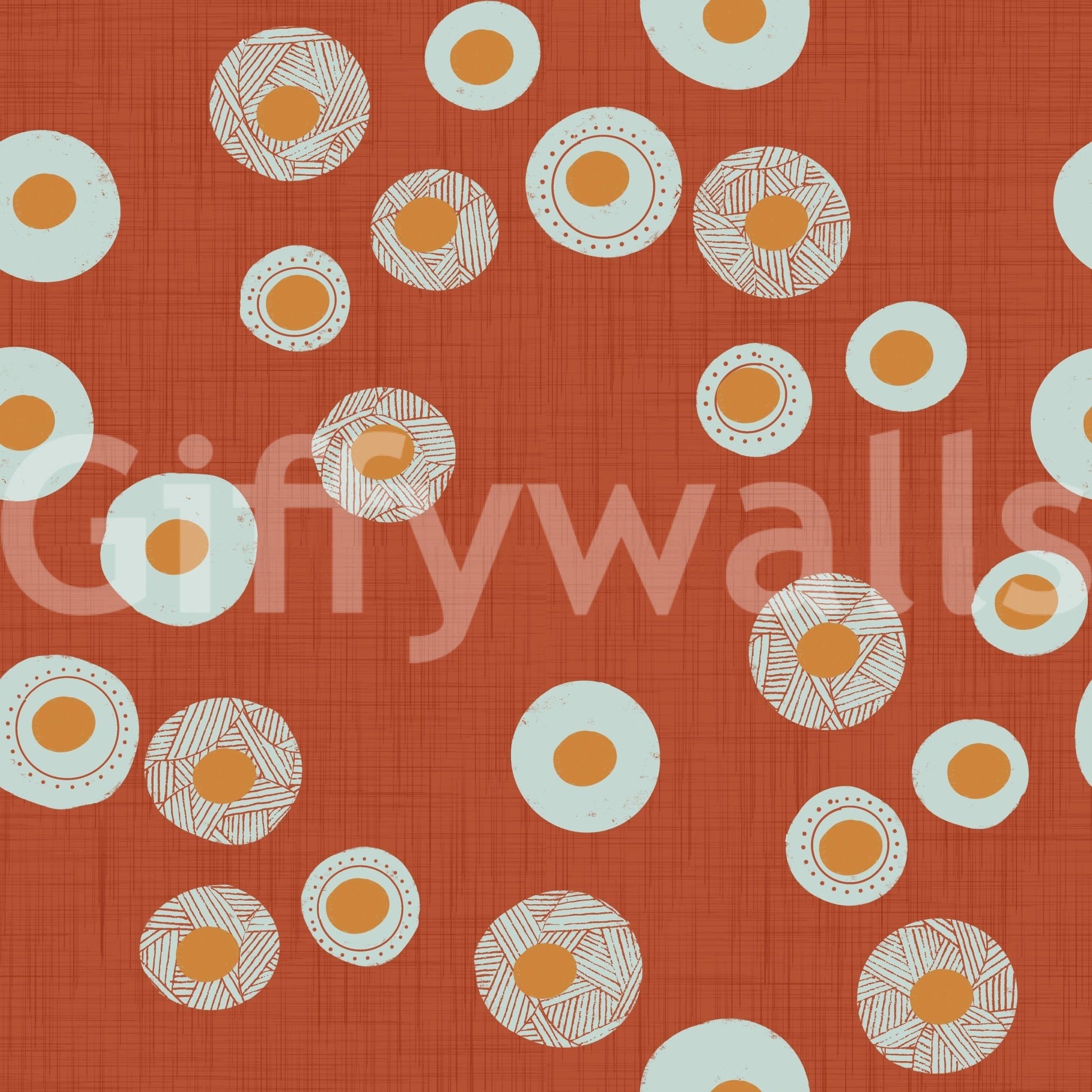 Cozy Scandi Folk Dot Floral Burnt Terracotta - Craft Circle Wallpaper⁠