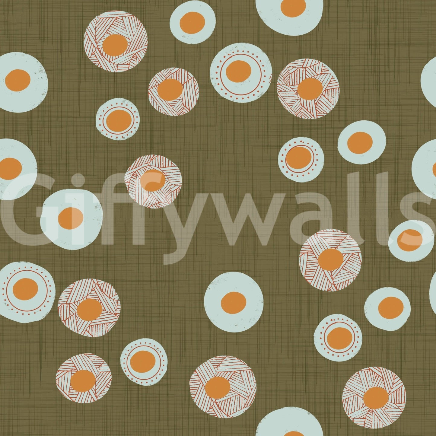 Cozy Scandi Folk Dot Floral Earthy Olive - Craft Circle Wallpaper⁠