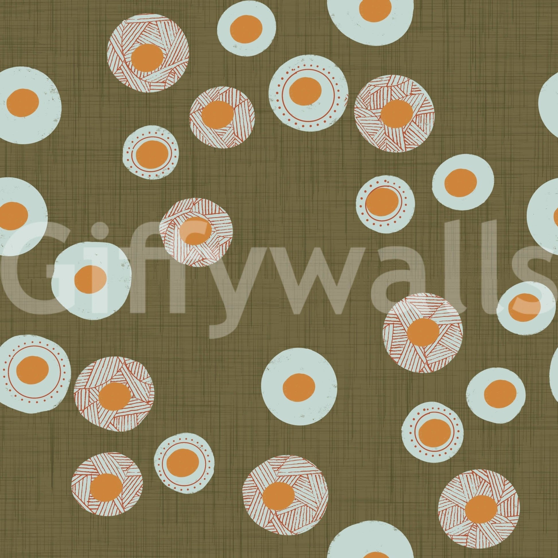Cozy Scandi Folk Dot Floral Earthy Olive - Craft Circle Wallpaper⁠