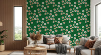 Cozy Scandi Folk Dot Floral Forest Green - Craft Circle Wallpaper⁠