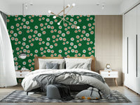 Cozy Scandi Folk Dot Floral Forest Green - Craft Circle Wallpaper⁠