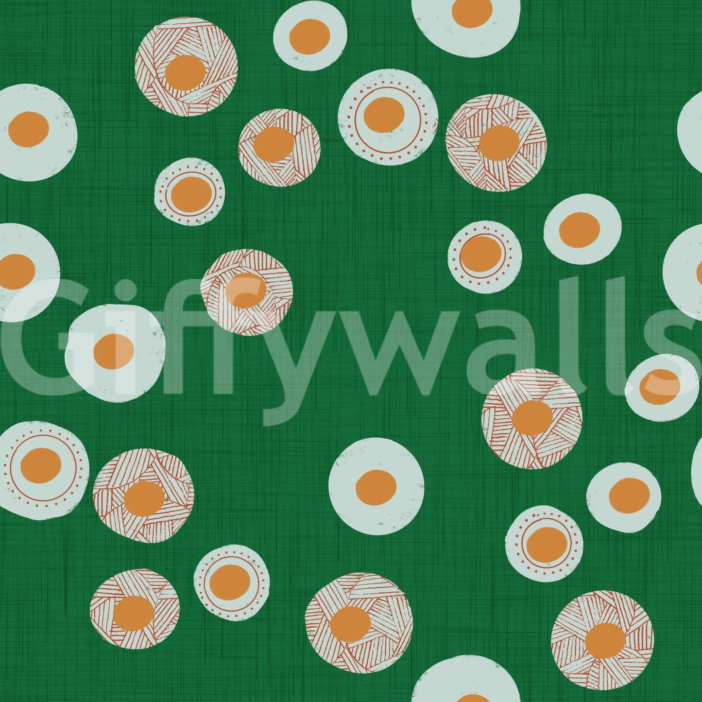 Cozy Scandi Folk Dot Floral Forest Green - Craft Circle Wallpaper⁠