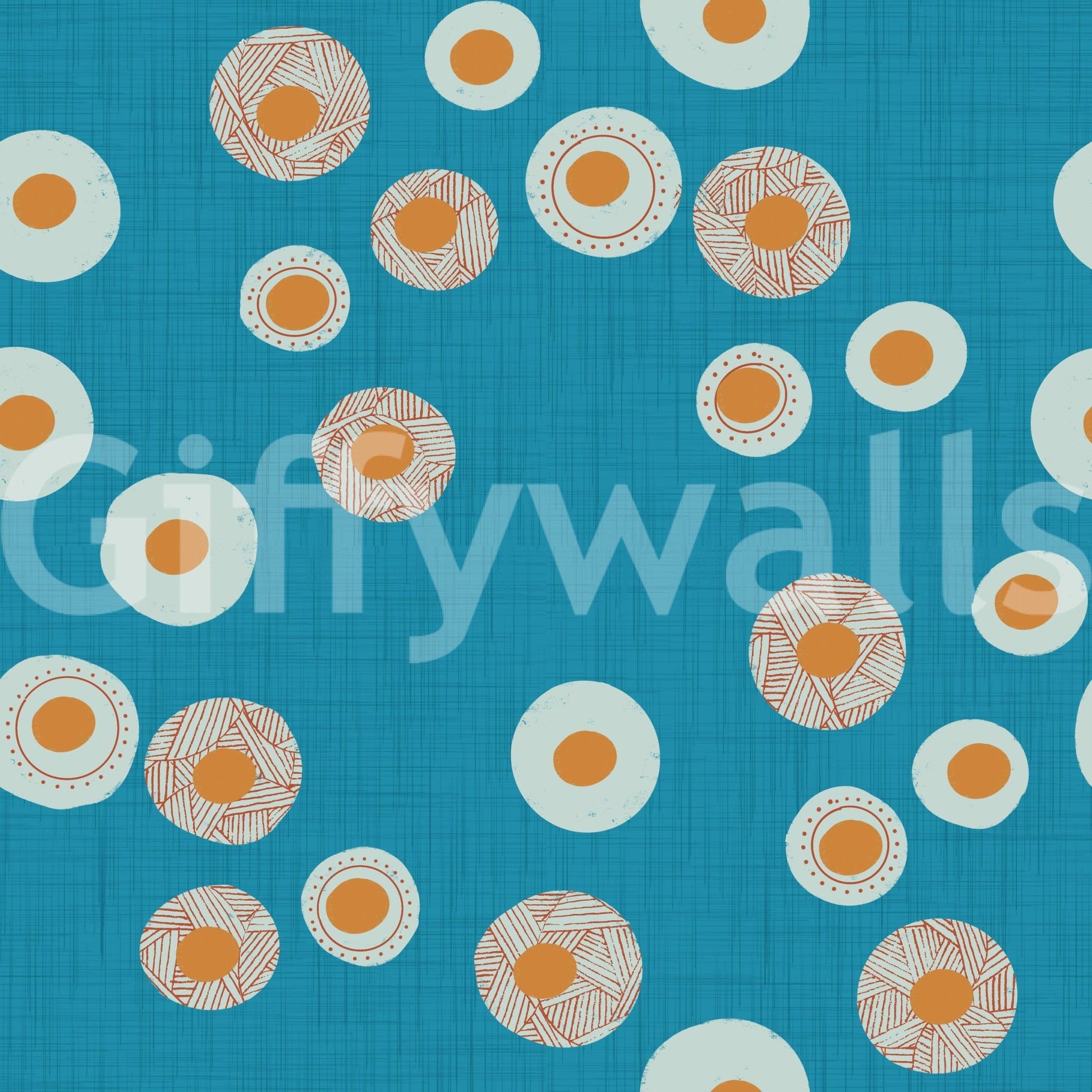 Cozy Scandi Folk Dot Floral Nordic Teal - Craft Circle Wallpaper⁠