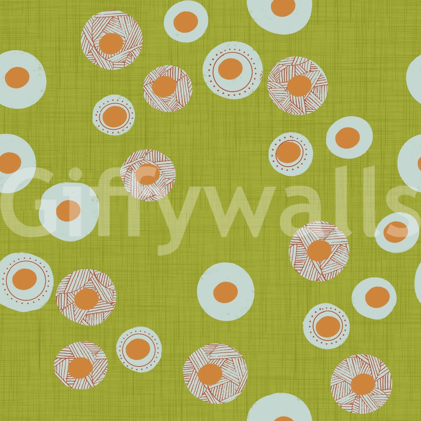 Cozy Scandi Folk Dot Floral Olive Chartreuse - Craft Circle Wallpaper⁠