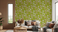 Cozy Scandi Folk Dot Floral Olive Chartreuse - Craft Circle Wallpaper⁠