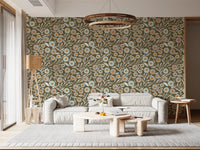 Cozy Scandi Folk Floral Earthy Olive - Craft Botanical Wallpaper⁠