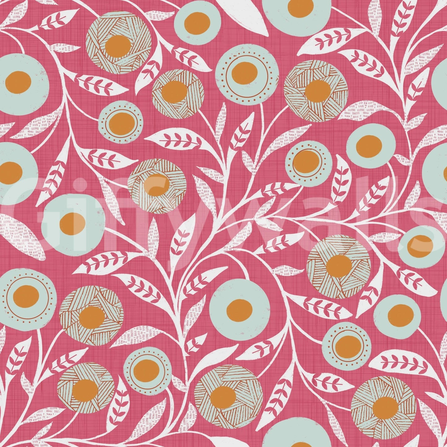 Cozy Scandi Folk Floral Rose Clay - Craft Botanical Wallpaper⁠