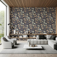 Cozy Scandi Folk Floral Warm Linen - Craft Botanical Wallpaper⁠