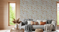 Cozy Scandi Folk Floral Warm Linen - Craft Botanical Wallpaper⁠
