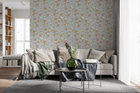 Cozy Scandi Folk Floral Warm Linen - Craft Botanical Wallpaper⁠