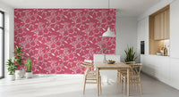 Cozy Scandi Folk Leaf Vine Rose Clay - Craft Blender Wallpaper⁠