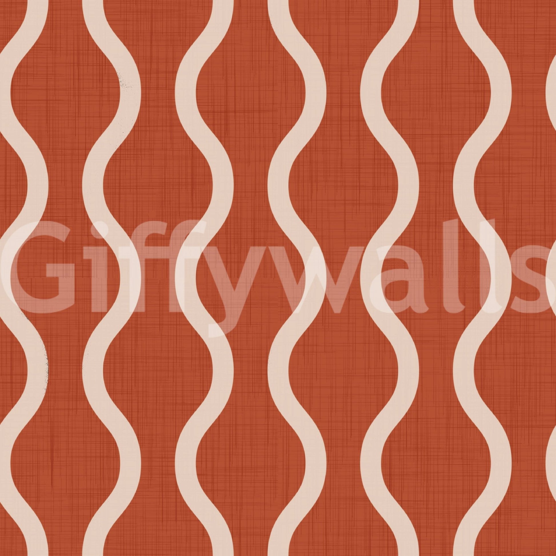 Cozy Scandi Folk Wavy Stripe Burnt Terracotta - Craft Stripe Wallpaper⁠