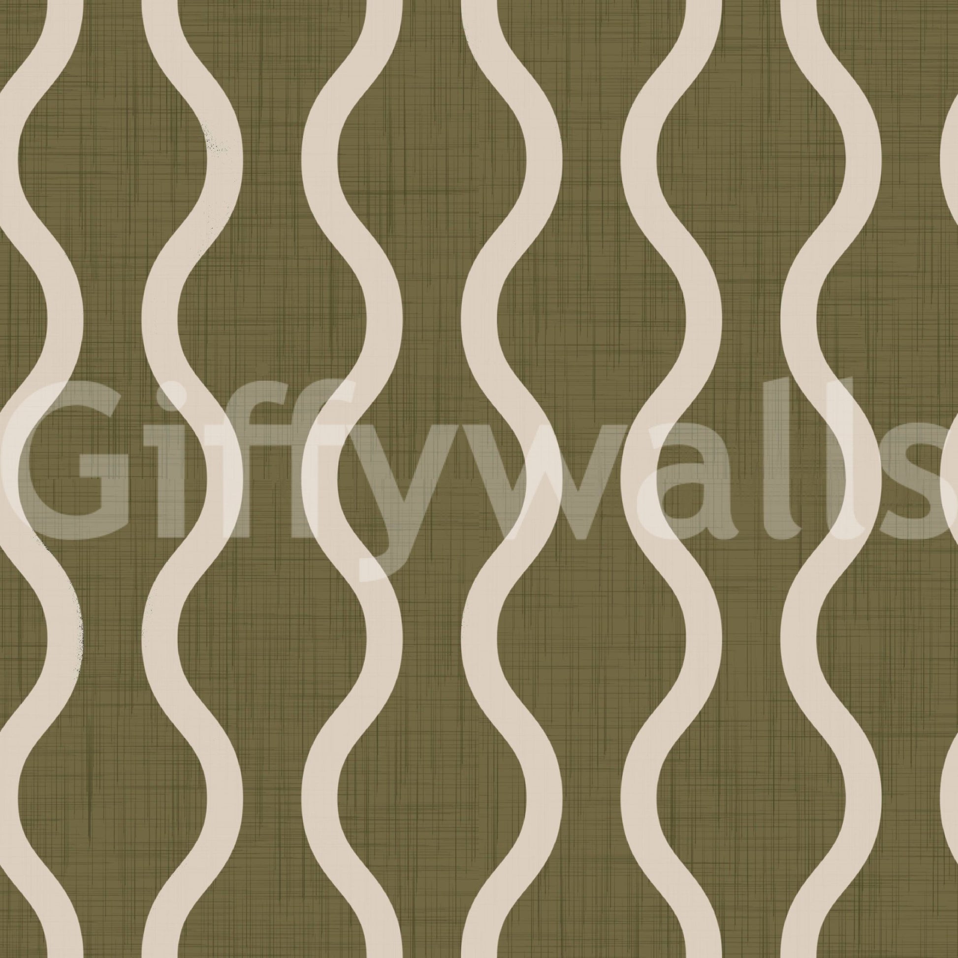 Cozy Scandi Folk Wavy Stripe Earthy Olive - Craft Stripe Wallpaper⁠