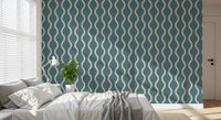 Cozy Scandi Folk Wavy Stripe Nordic Blue Grey - Craft Stripe Wallpaper⁠