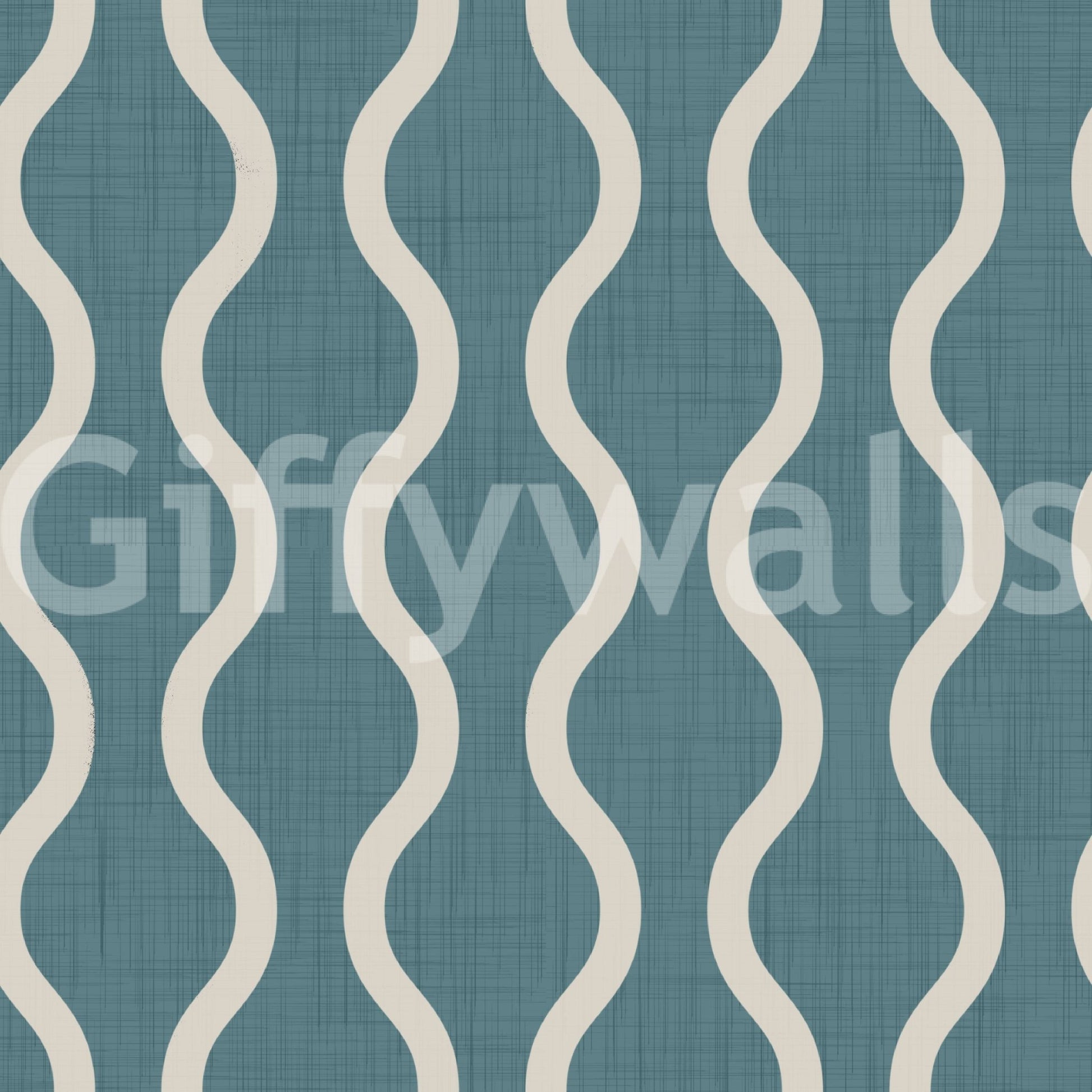 Cozy Scandi Folk Wavy Stripe Nordic Blue Grey - Craft Stripe Wallpaper⁠