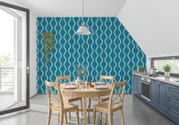 Cozy Scandi Folk Wavy Stripe Nordic Teal - Craft Stripe Wallpaper⁠