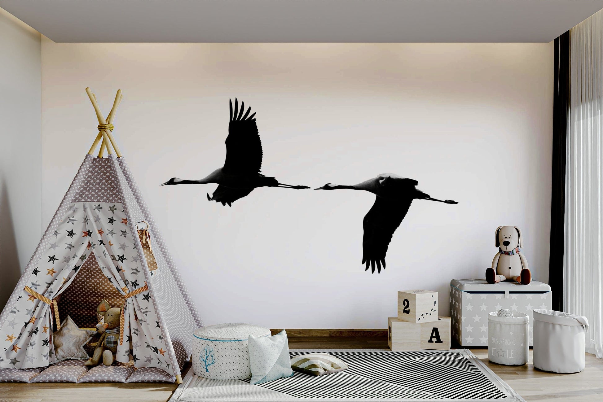 An artistic nature inspired mural for home decor.

