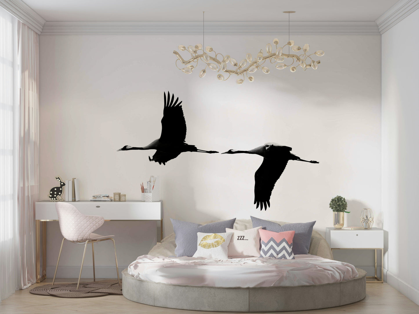 A beautiful graceful crane bird wallpaper mural.

