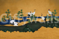 Crane haven feature wall mural, calm colors and fine detail