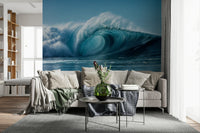 Crashing Tide wall mural exhibits crashing white water foam.