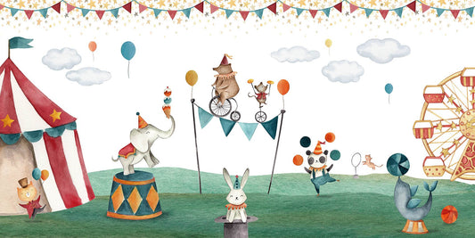 Crazy Circus Watercolour Bear Wallpaper Mural