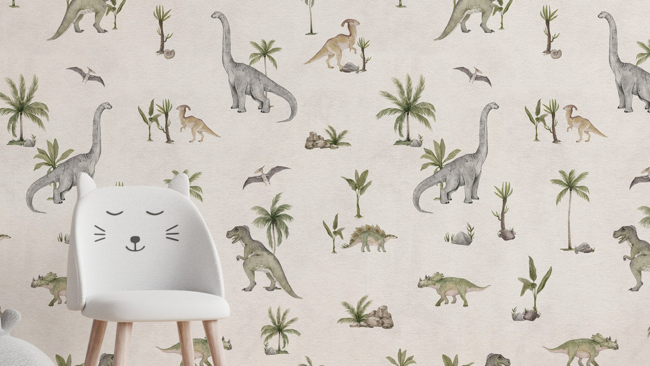 Cream Beige Dinosaur Wallpaper