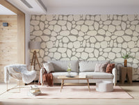 Textured organic Pebble Beach wallpaper illustration peaceful aesthetic.