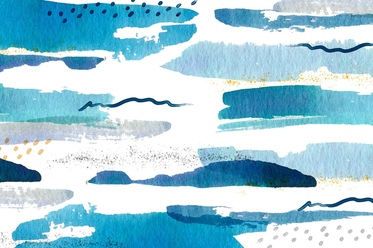 Blue Watercolor Stroke Wallpaper Murals in your room — zoomed
