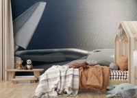 An angled shot of the mural's gentle color palette.

