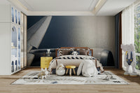 A beautiful aerial view from an airplane window over the ocean.


