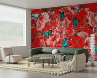 A beautiful modern art wall mural of delicate flowers.

